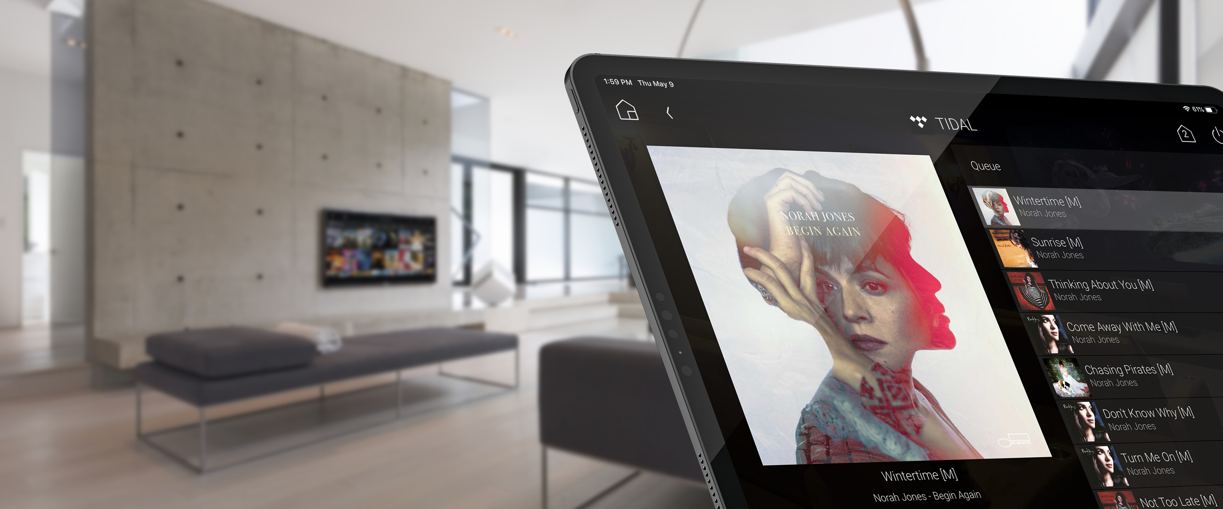control4 interface on black touch panel