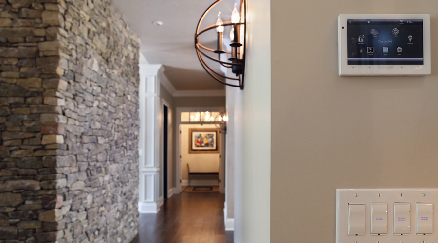 control4 technology in home on wall